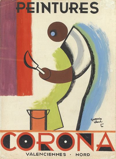MAURICE CLOUD (1909-1973). PEINTURES / CORONA. Gouache maquette. 1950. 19x213 inches, 48x34 cm.